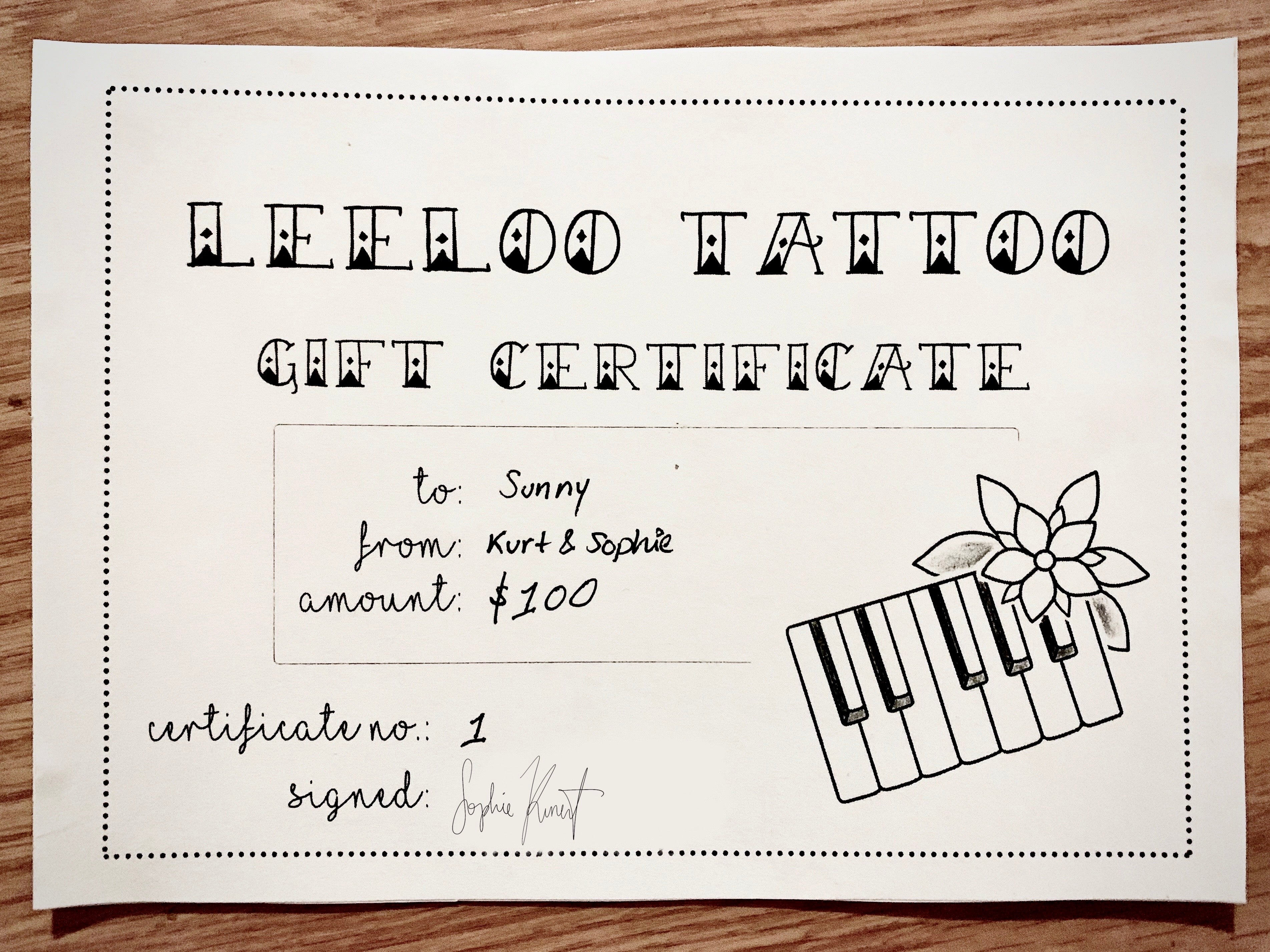 Tattoo Gift Certificate Template Tattoo Gift Certificate Template